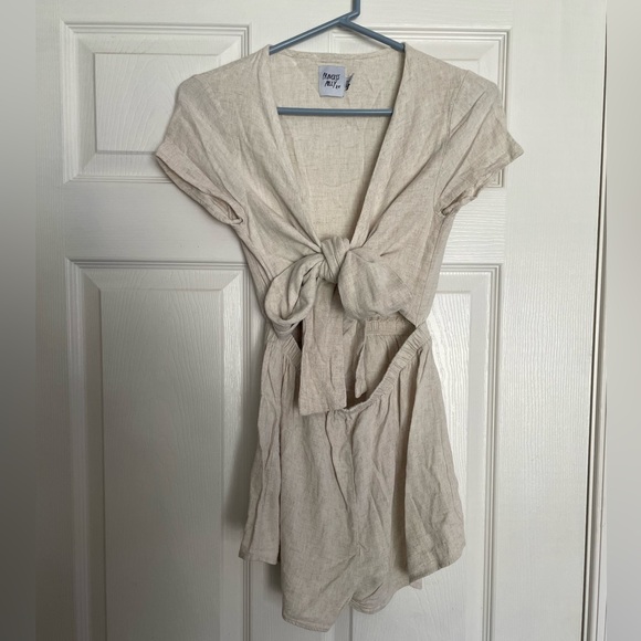 Princess Polly Cream Linen Romper - Picture 1 of 7